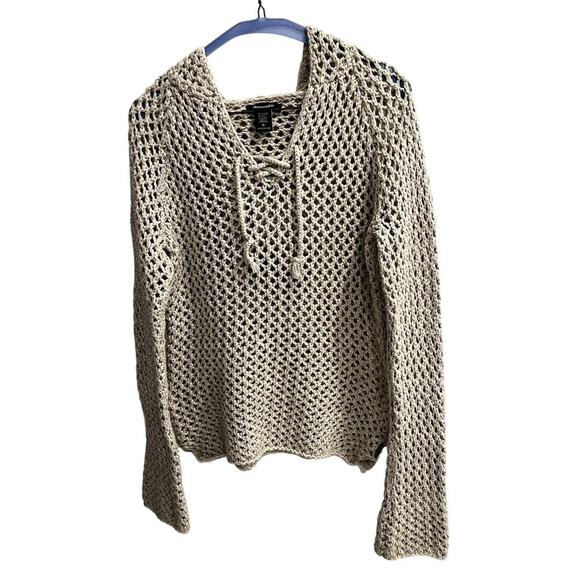 Abercrombie Sweaters - Abercrombie Open Knit Sweater Hood Size XL (see measurements - runs small)